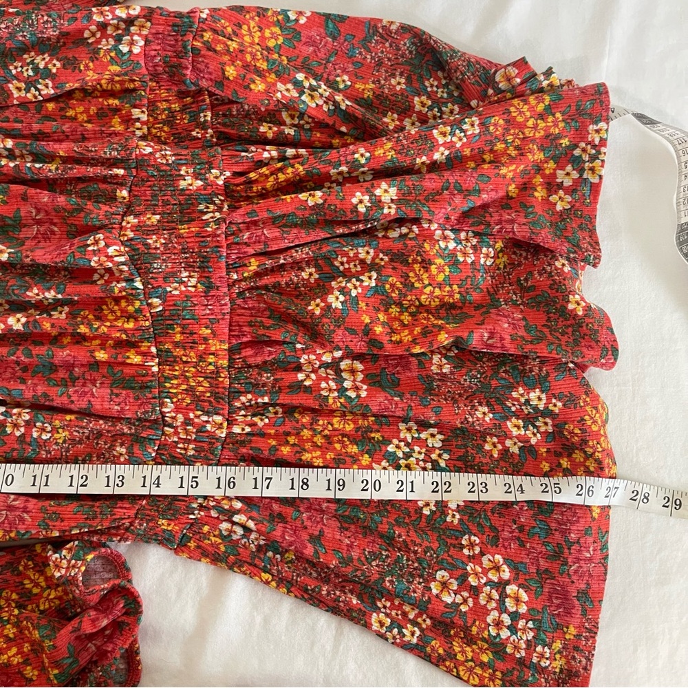 Torrid Orange Floral Blouse Size 1 1X - Picture 6 of 8